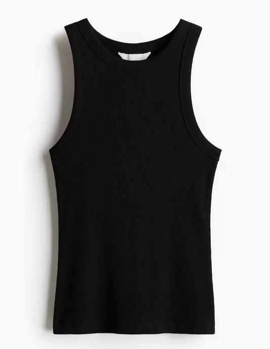 Black Ribbed Tank Top