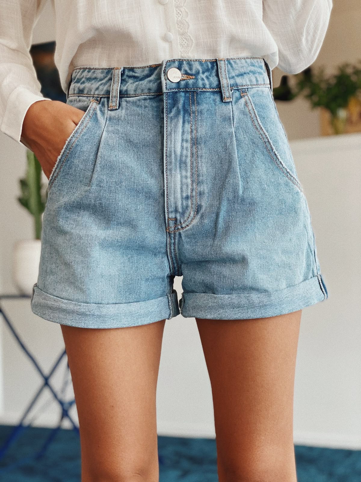 High-Waisted Denim Shorts