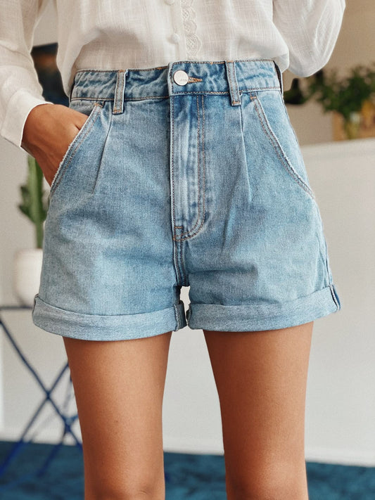 High-Waisted Denim Shorts